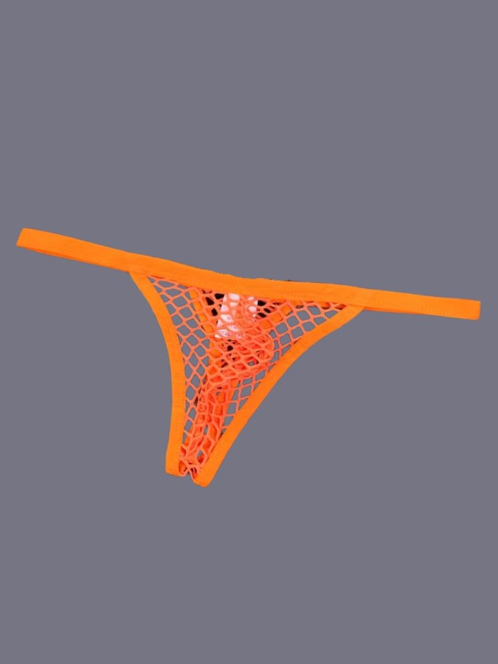Men's Neon Orange Net Thong Size L
